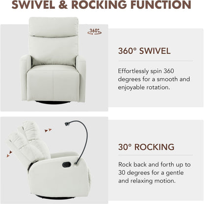Poltrona reclinabile girevole a 360° con supporto per telefono, poggiapiedi, posizione regolabile per soggiorno e home theater