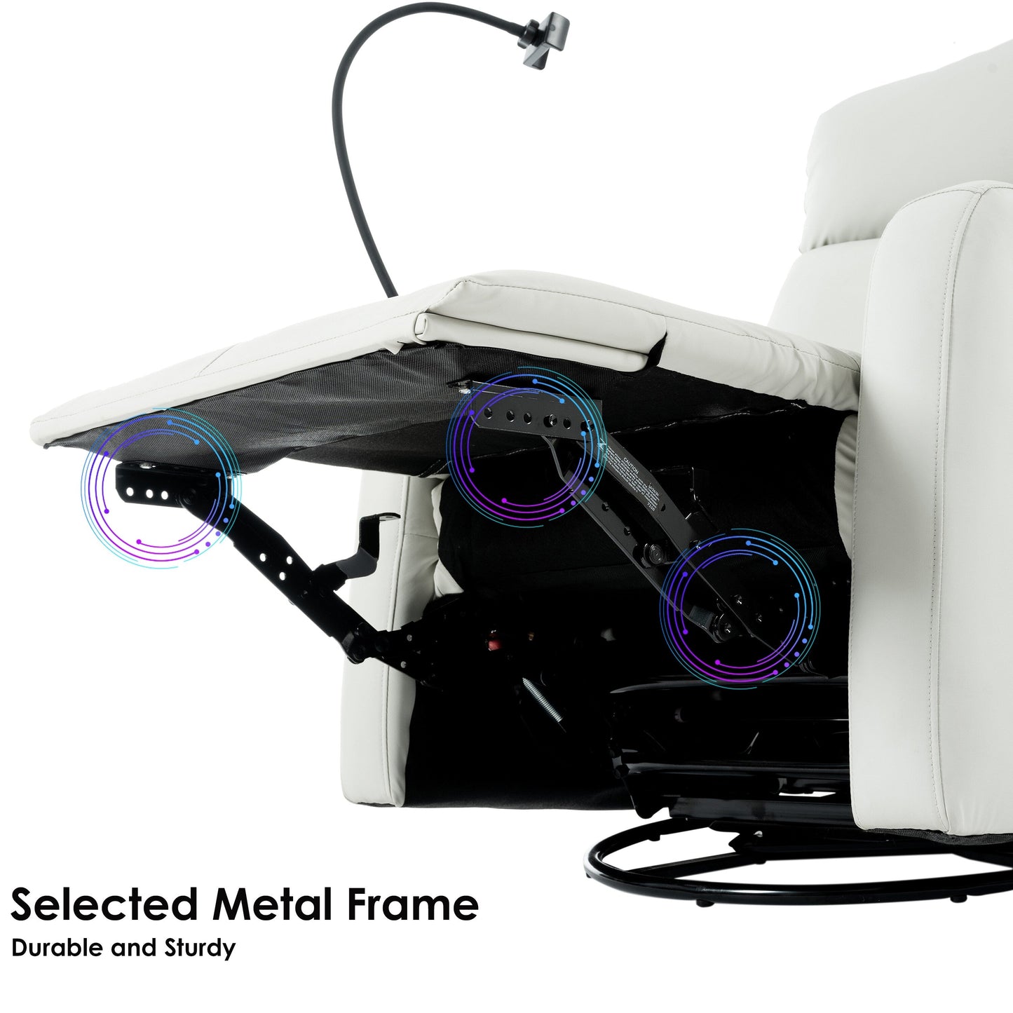 Poltrona reclinabile girevole a 360° con supporto per telefono, poggiapiedi, posizione regolabile per soggiorno e home theater