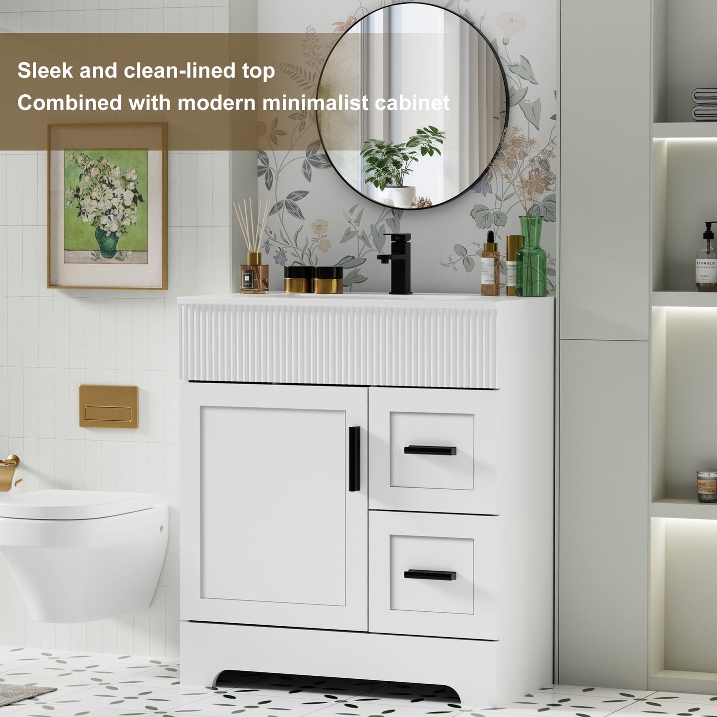 Mobile bagno Wavy Line 30/36/48 con lavabo e rubinetto