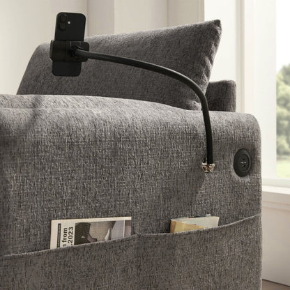Divano singolo in ciniglia da 38 pollici con pouf contenitore, caricabatterie USB, tasche laterali portaoggetti, braccioli simili a cuscini