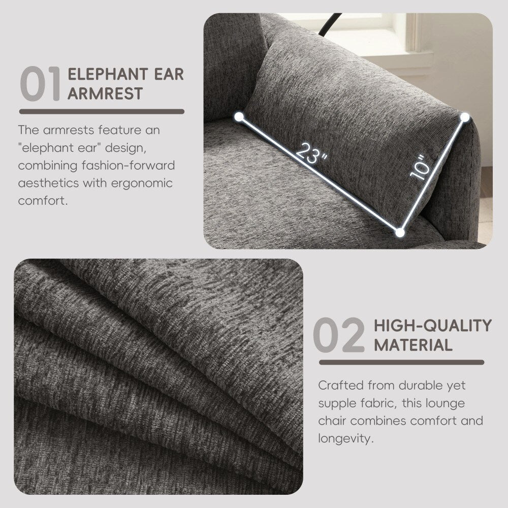 Divano singolo in ciniglia da 38 pollici con pouf contenitore, caricabatterie USB, tasche laterali portaoggetti, braccioli simili a cuscini