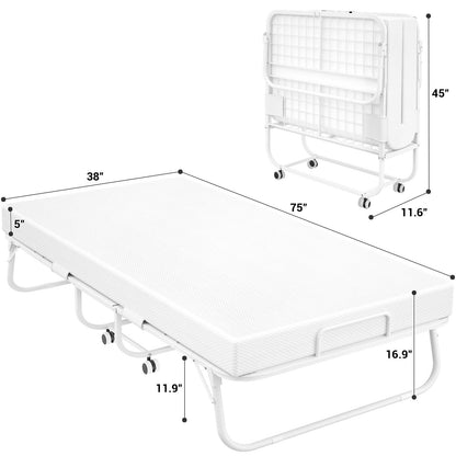 Letto pieghevole da 38'' con materasso, letto pieghevole portatile con telo di copertura