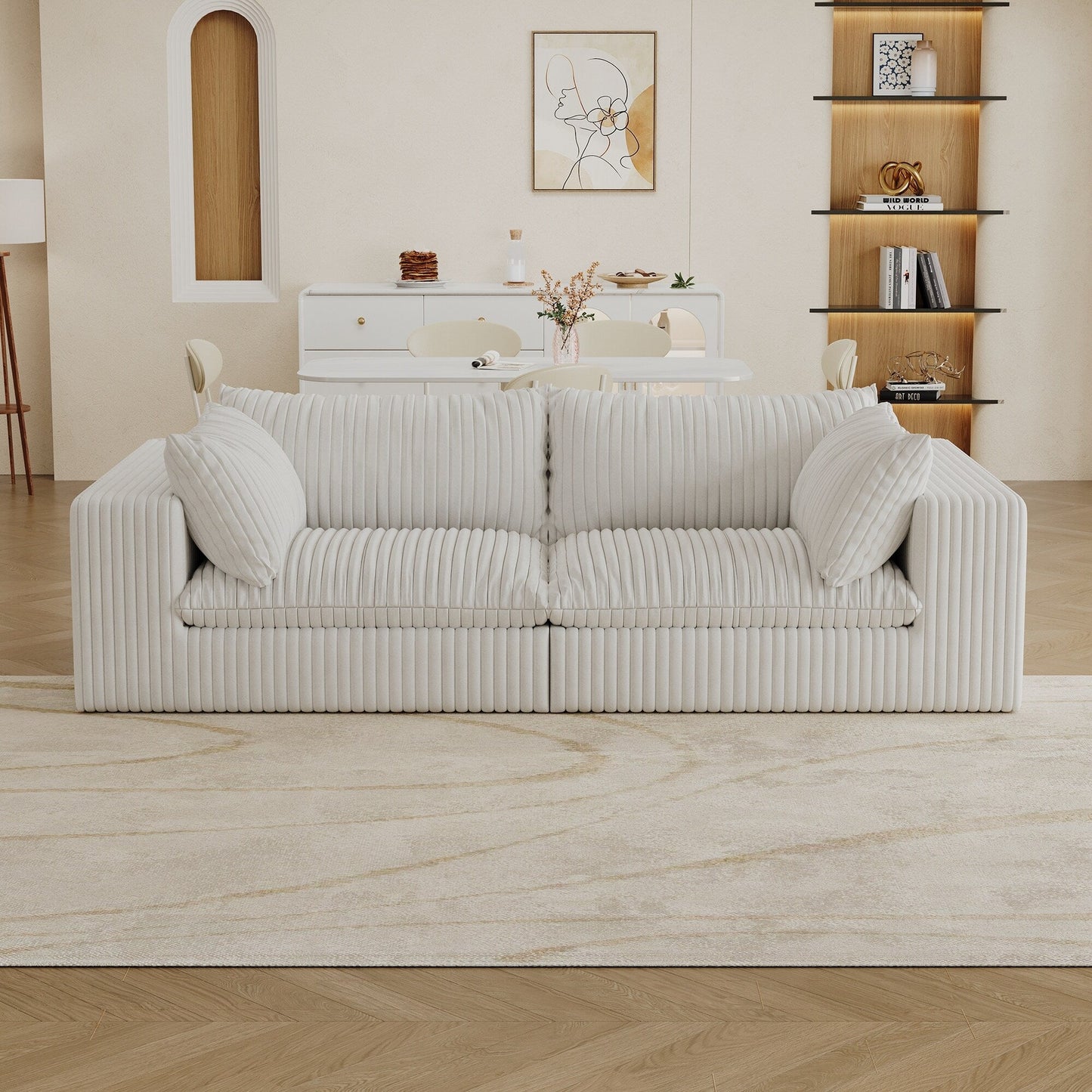 Divano Cloud 39.8, tessuto in velluto a coste, divani con seduta profonda, design a doppio strato, cuscino rimovibile, nessun montaggio, combinazione fai da te