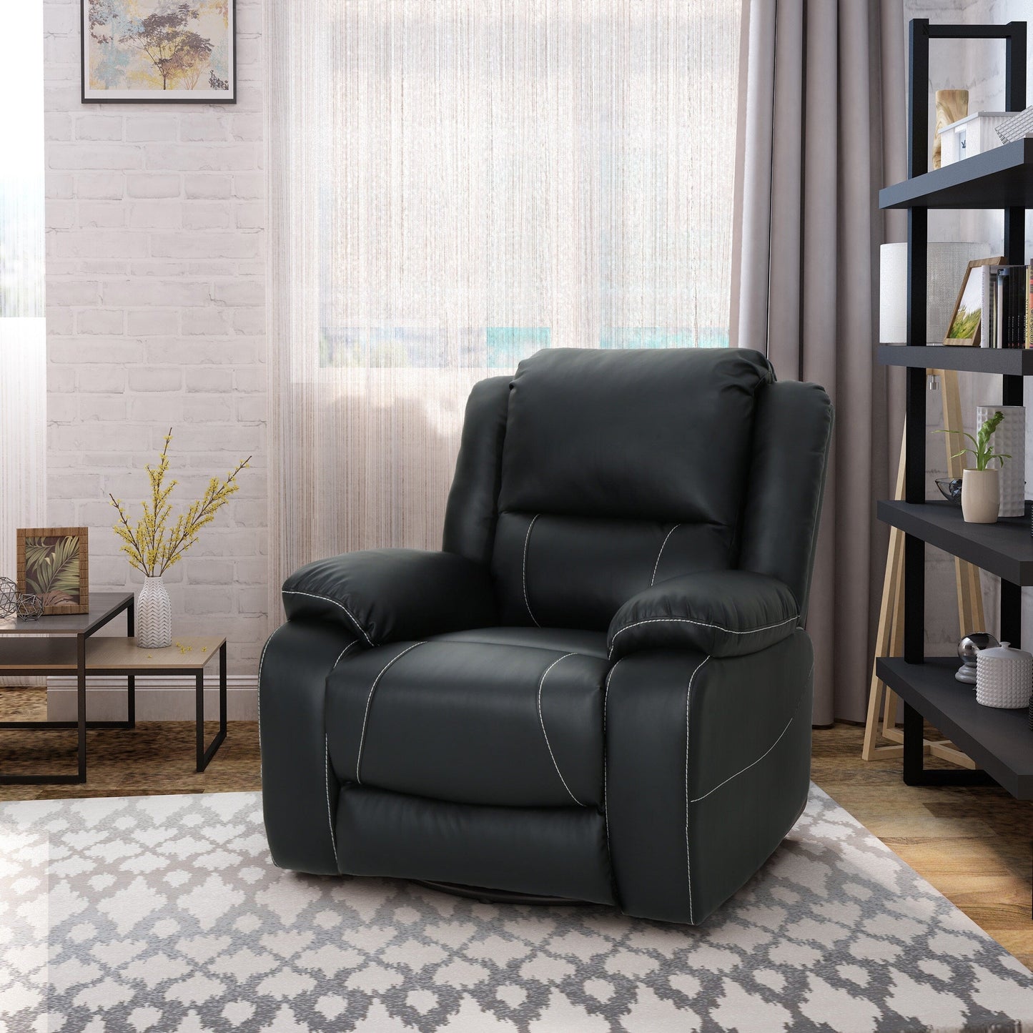 Poltrona reclinabile girevole manuale standard in similpelle larga 39