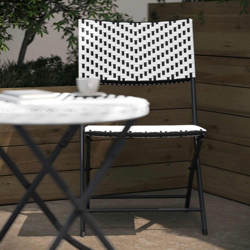 Set da bistrot pieghevole in rattan PE per interni/esterni da 3 pezzi