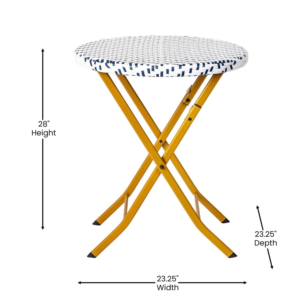 Set da bistrot pieghevole in rattan PE per interni/esterni da 3 pezzi