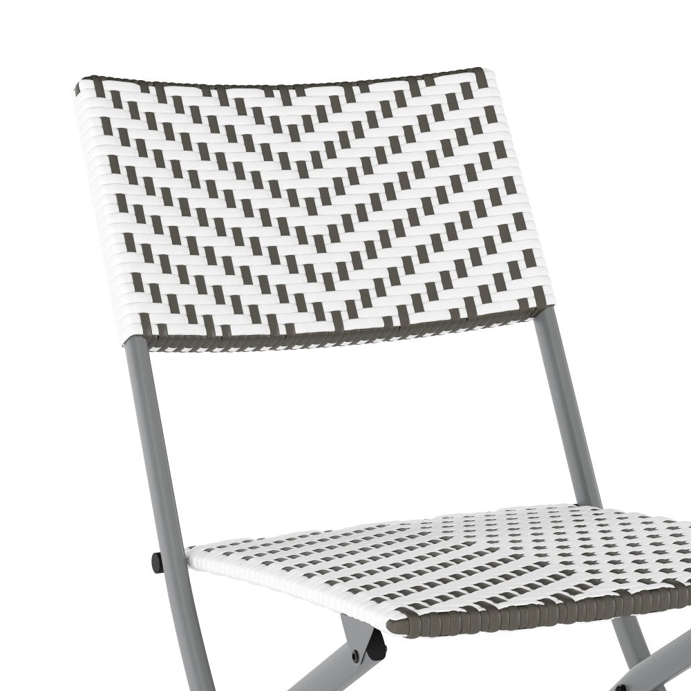 Set da bistrot pieghevole in rattan PE per interni/esterni da 3 pezzi