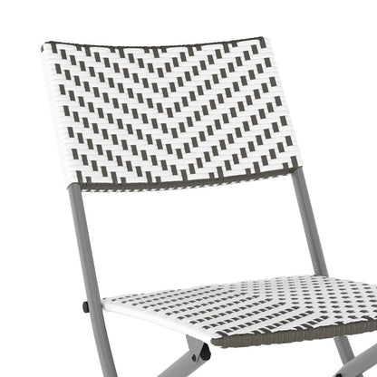 Set da bistrot pieghevole in rattan PE per interni/esterni da 3 pezzi