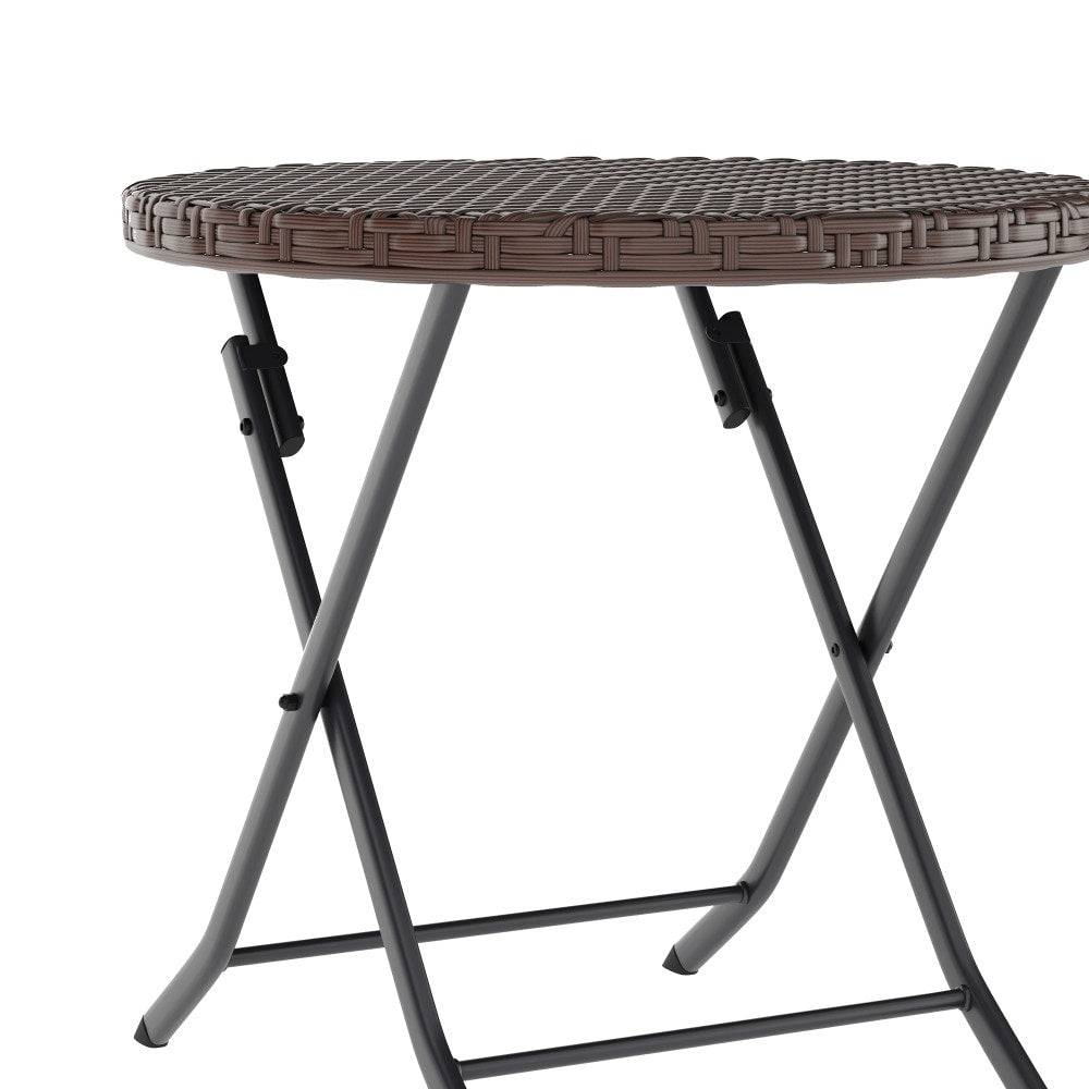 Set da bistrot pieghevole in rattan PE per interni/esterni da 3 pezzi