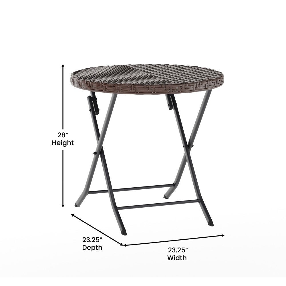 Set da bistrot pieghevole in rattan PE per interni/esterni da 3 pezzi