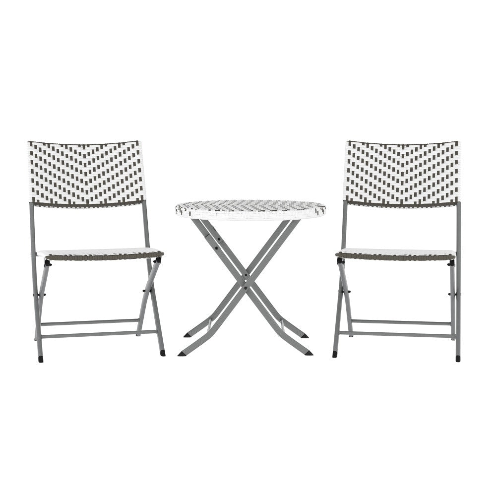 Set da bistrot pieghevole in rattan PE per interni/esterni da 3 pezzi