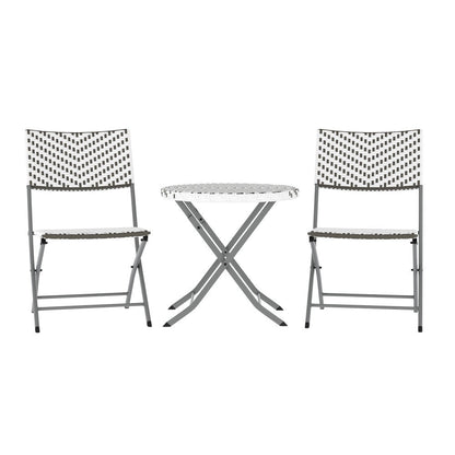 Set da bistrot pieghevole in rattan PE per interni/esterni da 3 pezzi