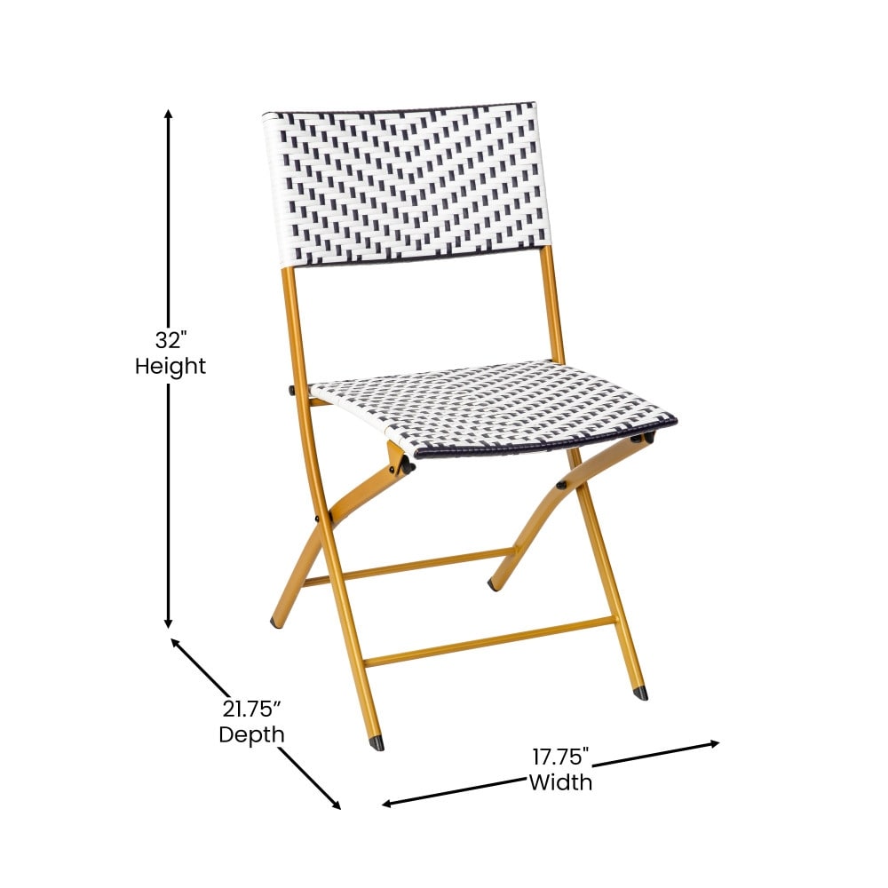 Set da bistrot pieghevole in rattan PE per interni/esterni da 3 pezzi