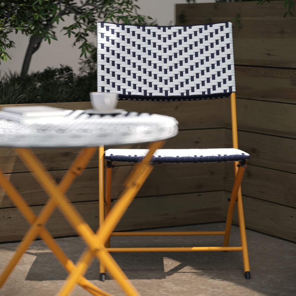 Set da bistrot pieghevole in rattan PE per interni/esterni da 3 pezzi