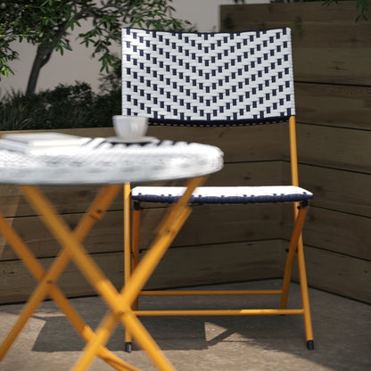 Set da bistrot pieghevole in rattan PE per interni/esterni da 3 pezzi