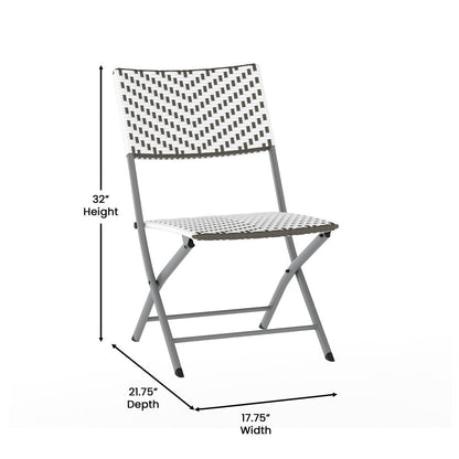 Set da bistrot pieghevole in rattan PE per interni/esterni da 3 pezzi