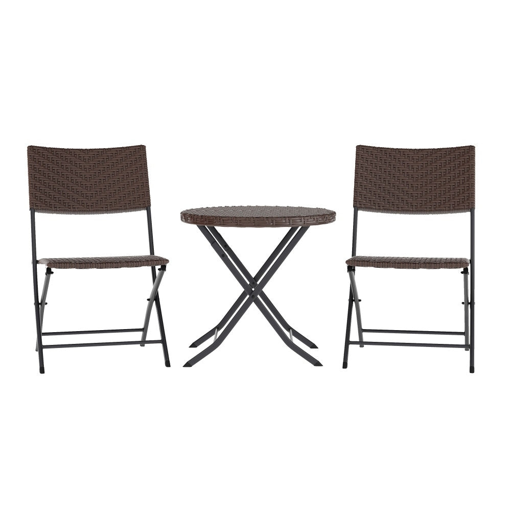 Set da bistrot pieghevole in rattan PE per interni/esterni da 3 pezzi