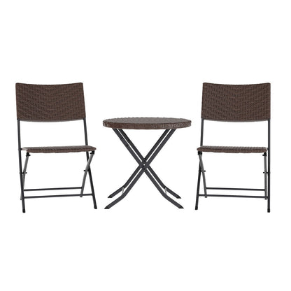 Set da bistrot pieghevole in rattan PE per interni/esterni da 3 pezzi