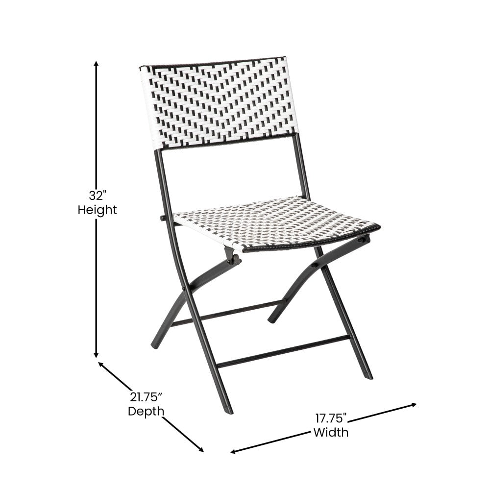 Set da bistrot pieghevole in rattan PE per interni/esterni da 3 pezzi