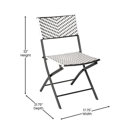 Set da bistrot pieghevole in rattan PE per interni/esterni da 3 pezzi