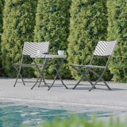Set da bistrot pieghevole in rattan PE per interni/esterni da 3 pezzi