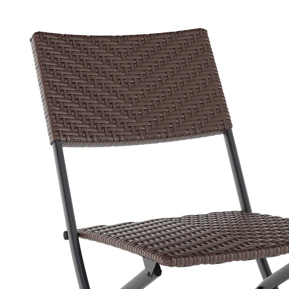 Set da bistrot pieghevole in rattan PE per interni/esterni da 3 pezzi
