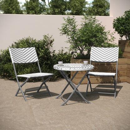 Set da bistrot pieghevole in rattan PE per interni/esterni da 3 pezzi
