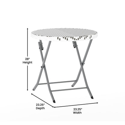 Set da bistrot pieghevole in rattan PE per interni/esterni da 3 pezzi