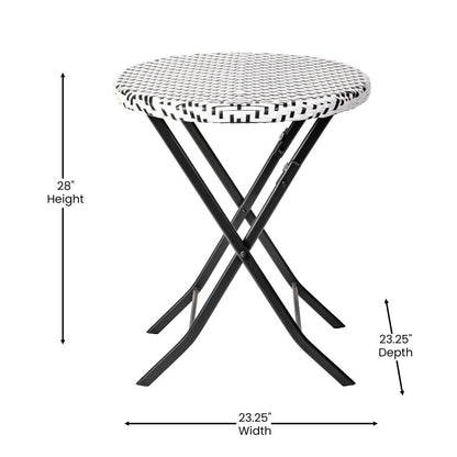 Set da bistrot pieghevole in rattan PE per interni/esterni da 3 pezzi