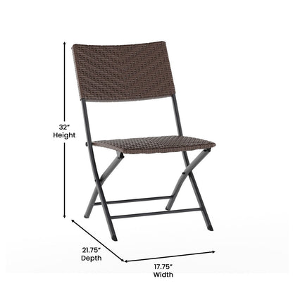 Set da bistrot pieghevole in rattan PE per interni/esterni da 3 pezzi