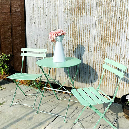 Set da bistrot pieghevole in metallo da 3 pezzi, set da conversazione per esterni/interni resistente alle intemperie per patio, cortile, giardino