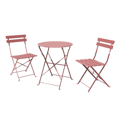 Set da bistrot pieghevole in metallo da 3 pezzi, set da conversazione per esterni/interni resistente alle intemperie per patio, cortile, giardino
