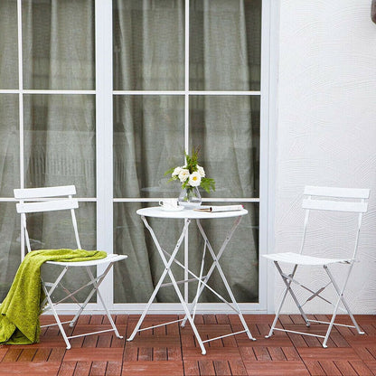 Set da bistrot pieghevole in metallo da 3 pezzi, set da conversazione per esterni/interni resistente alle intemperie per patio, cortile, giardino