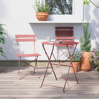 Set da bistrot pieghevole in metallo da 3 pezzi, set da conversazione per esterni/interni resistente alle intemperie per patio, cortile, giardino
