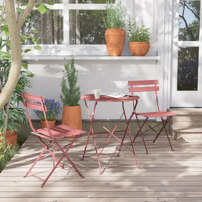 Set da bistrot pieghevole in metallo da 3 pezzi, set da conversazione per esterni/interni resistente alle intemperie per patio, cortile, giardino