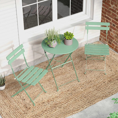 Set da bistrot pieghevole in metallo da 3 pezzi, set da conversazione per esterni/interni resistente alle intemperie per patio, cortile, giardino