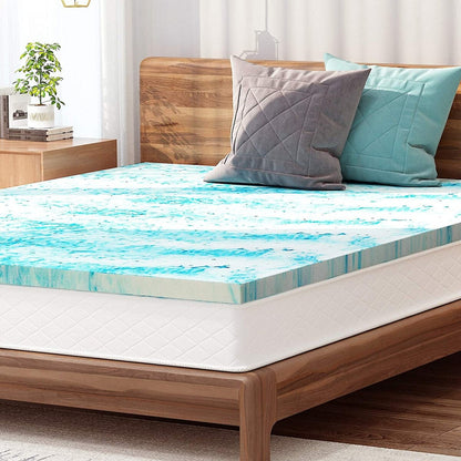 Coprimaterasso in memory foam con gel rinfrescante da 4 pollici, coprimaterasso in schiuma ventilata con CertiPUR-US