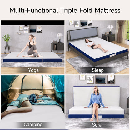 Materasso in memory foam rinfrescante pieghevole in tre parti da 4 pollici