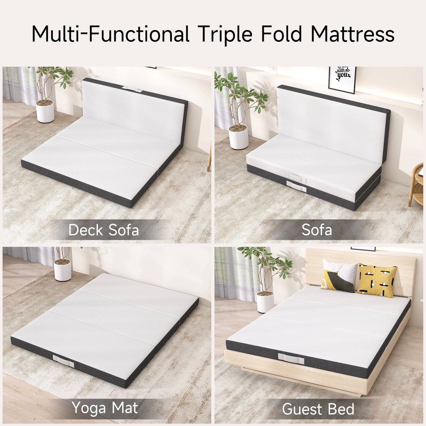 Materasso in memory foam rinfrescante pieghevole in tre parti da 4 pollici