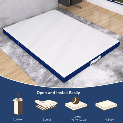Materasso in memory foam rinfrescante pieghevole in tre parti da 4 pollici