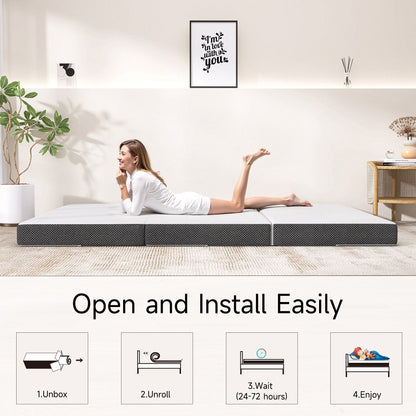 Materasso in memory foam rinfrescante pieghevole in tre parti da 4 pollici