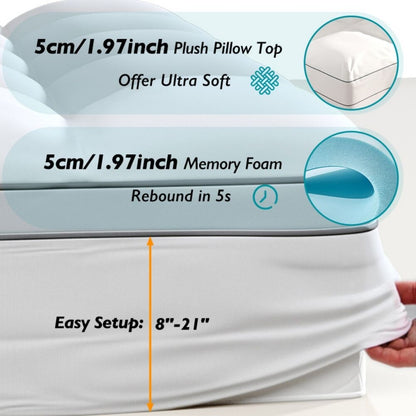 Coprimaterassi in memory foam bianco da 4 pollici