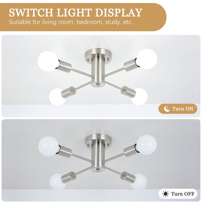 Lampada da soffitto industriale a 4 luci con montaggio a semi-incasso per cucina, sala da pranzo, camera da letto, studio, soggiorno - N/D