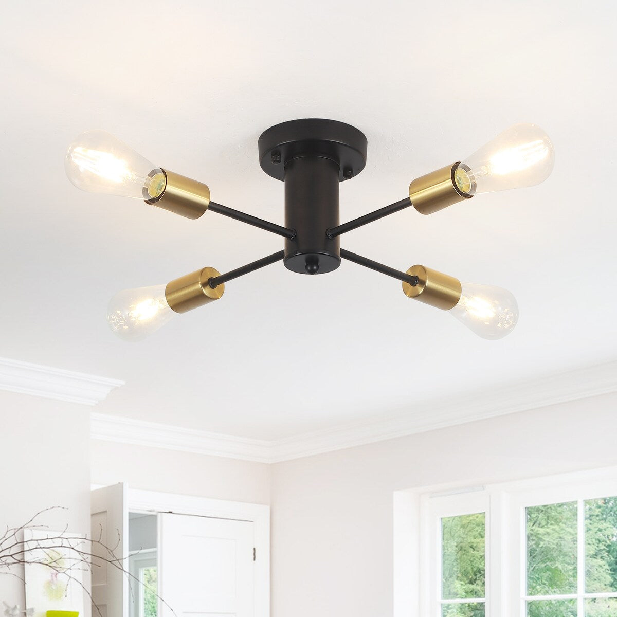 Lampada da soffitto industriale a 4 luci con montaggio a semi-incasso per cucina, sala da pranzo, camera da letto, studio, soggiorno - N/D