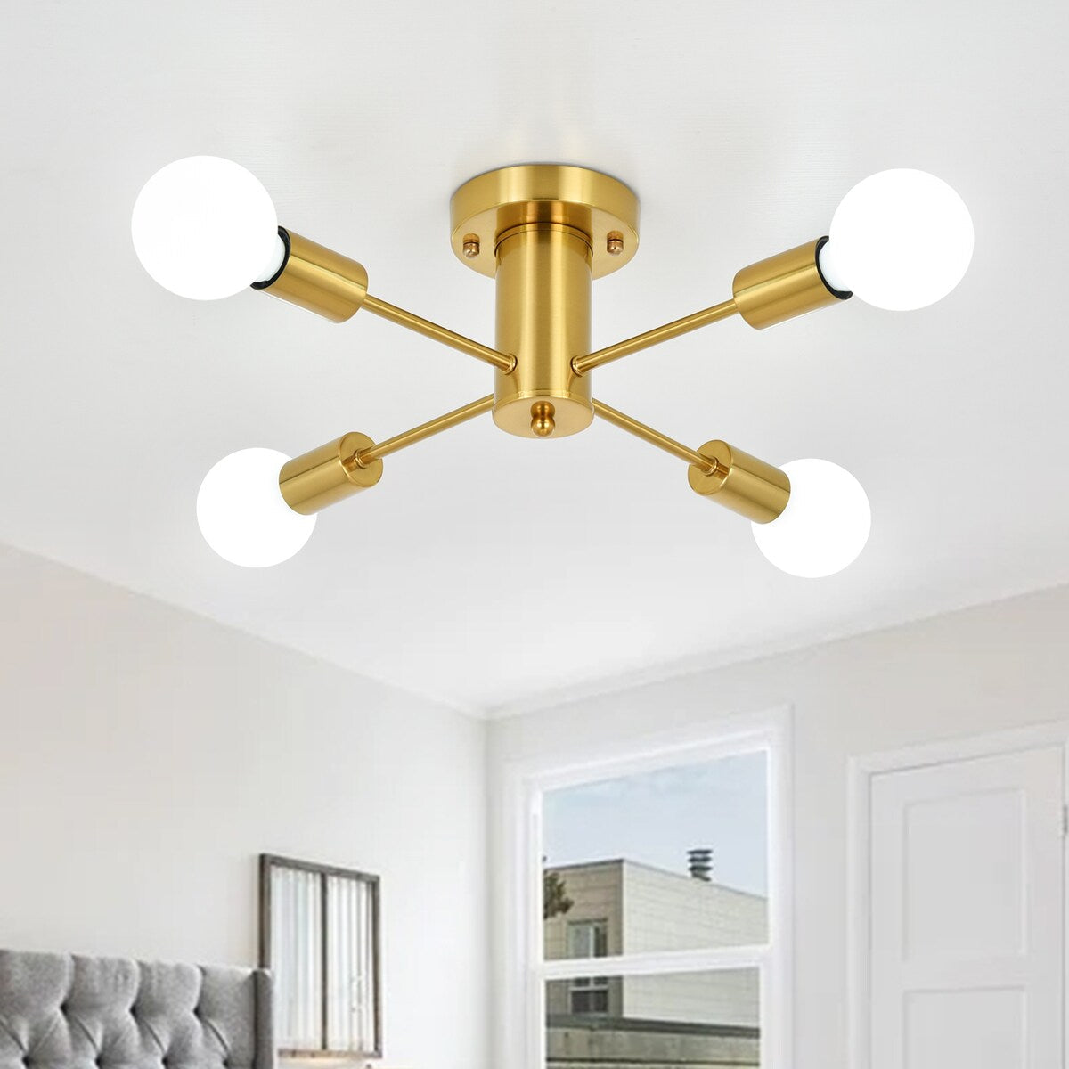Lampada da soffitto industriale a 4 luci con montaggio a semi-incasso per cucina, sala da pranzo, camera da letto, studio, soggiorno - N/D