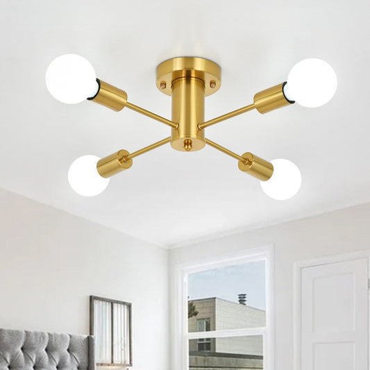 Lampada da soffitto industriale a 4 luci con montaggio a semi-incasso per cucina, sala da pranzo, camera da letto, studio, soggiorno - N/D