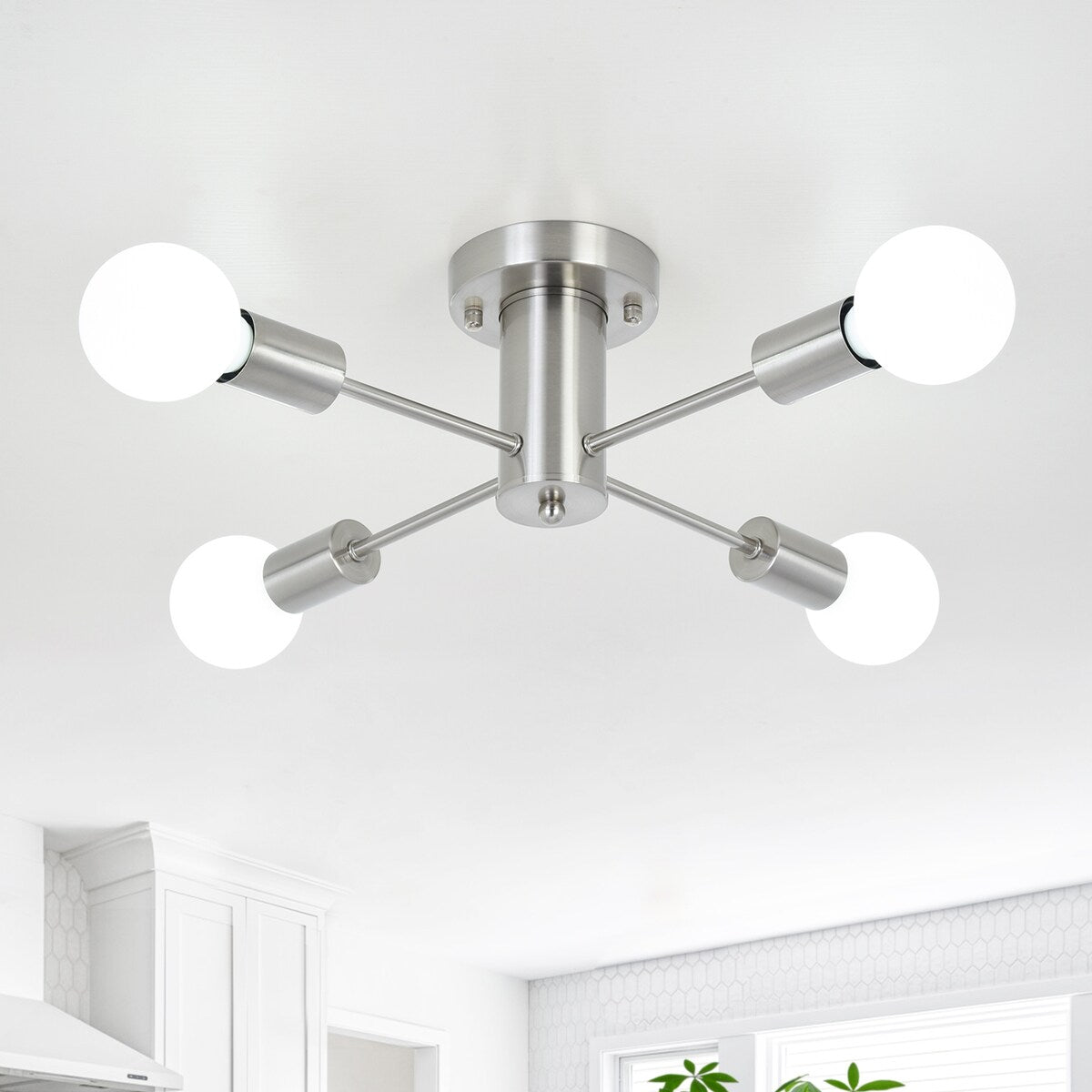 Lampada da soffitto industriale a 4 luci con montaggio a semi-incasso per cucina, sala da pranzo, camera da letto, studio, soggiorno - N/D
