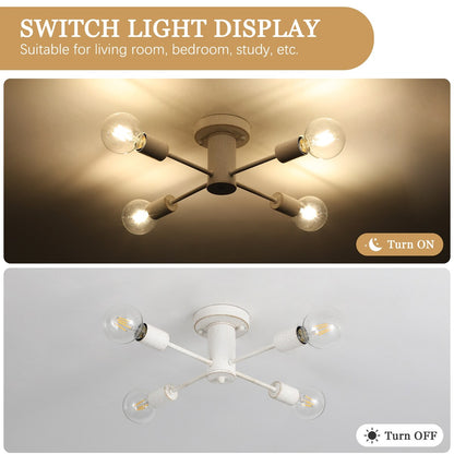 Lampada da soffitto industriale a 4 luci con montaggio a semi-incasso per cucina, sala da pranzo, camera da letto, studio, soggiorno - N/D