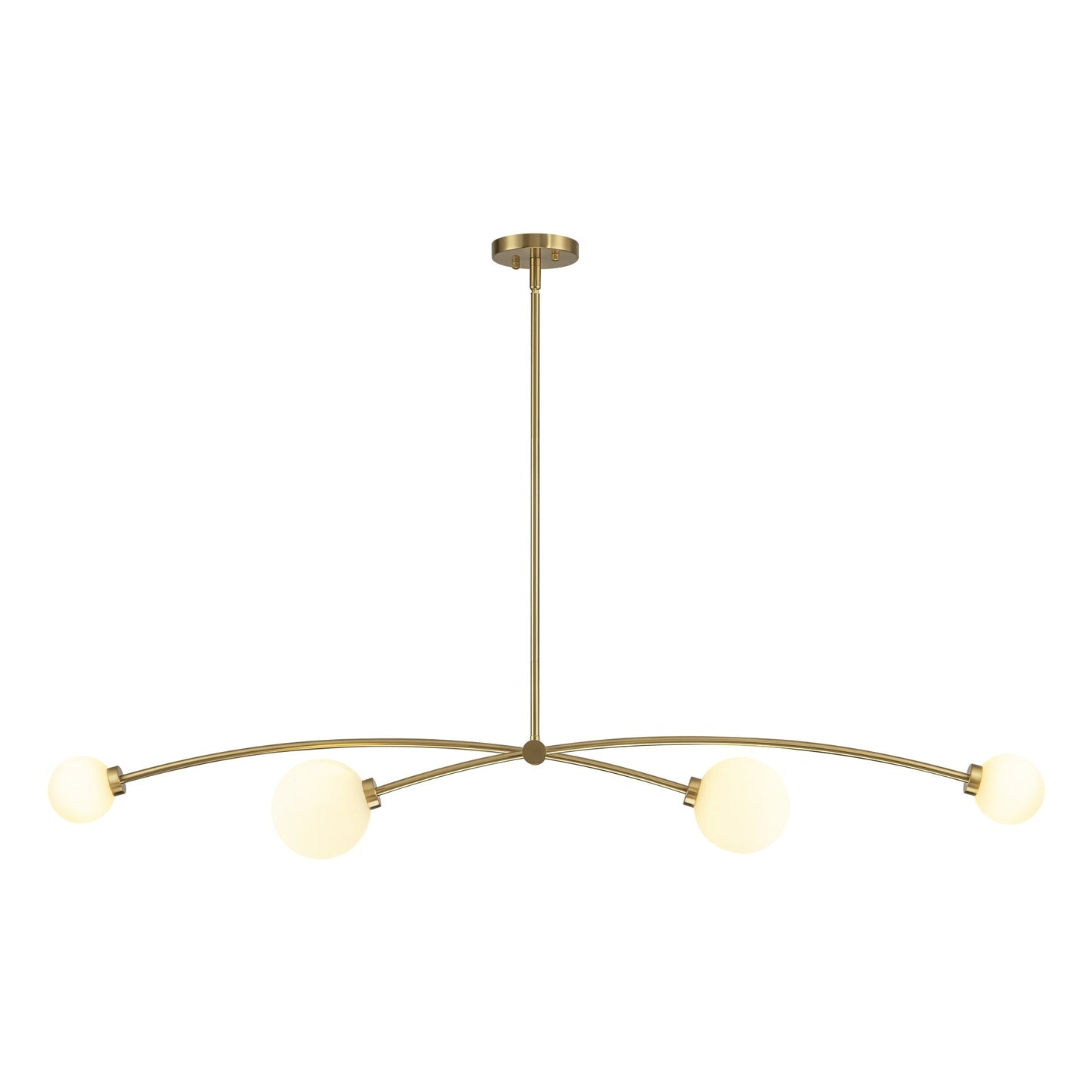 Lampada a sospensione lineare moderna Sputnik a 4 luci color oro/luce per sala da pranzo - 51,18 pollici di larghezza x 11,02 pollici di profondità x 5,91 pollici di altezza