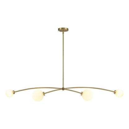 Lampada a sospensione lineare moderna Sputnik a 4 luci color oro/luce per sala da pranzo - 51,18 pollici di larghezza x 11,02 pollici di profondità x 5,91 pollici di altezza